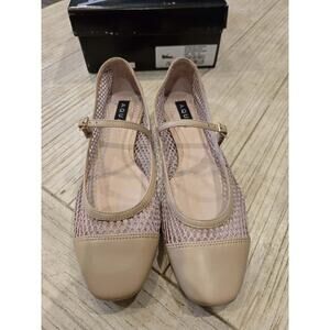 AQUA Women's Mesh Ballet Flats Beige Buckle Strap Size 7.5 Casual